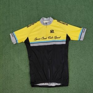 Giordana Space Coast Velo Sport Black & Yellow Zip Up Cycling Jersey Sz XL